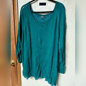 Torrid Teal Lace Accent Knit Top